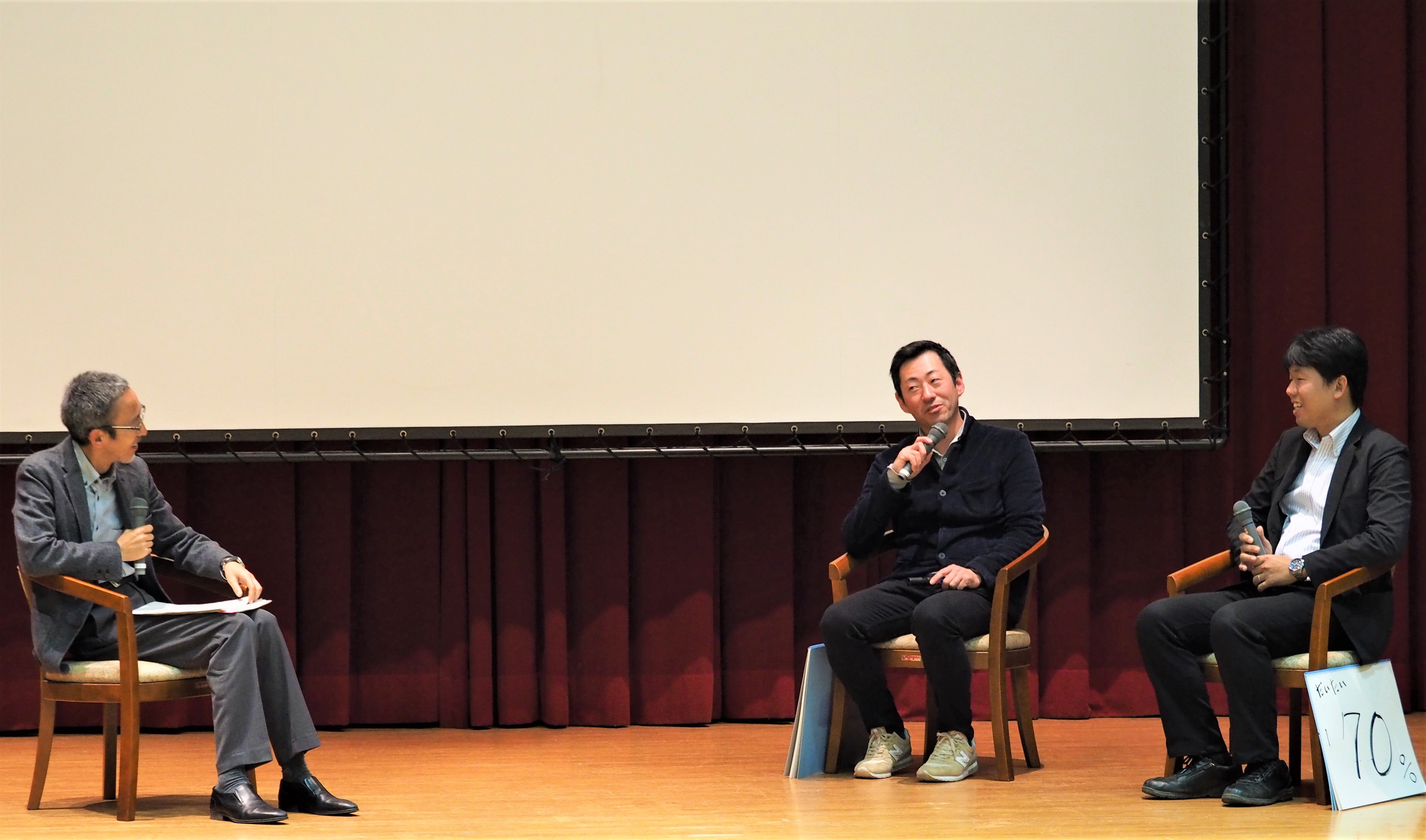 鈴木准教授、多田さん、馬上さん(ディスカッションの様子)